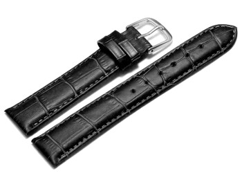 Bracelet de montre - cuir de veau, grain croco - noir 12mm Dorée