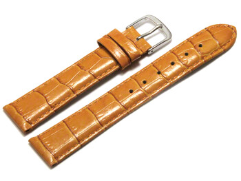 Bracelet de montre - cuir de veau, grain croco - orange 12mm Acier