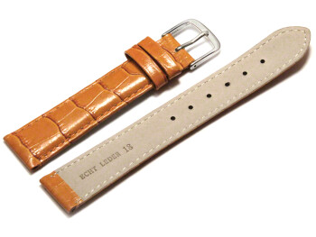 Bracelet de montre - cuir de veau, grain croco - orange 12mm Acier