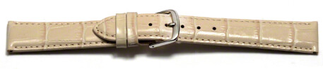 Bracelet de montre - cuir de veau, grain croco - creme 12mm Acier