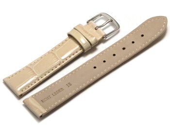 Bracelet de montre - cuir de veau, grain croco - creme 12mm Acier