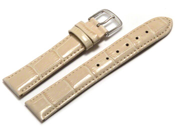 Bracelet de montre - cuir de veau, grain croco - creme 16mm Dorée