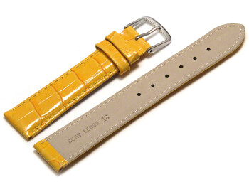Bracelet de montre - cuir de veau, grain croco - jaune