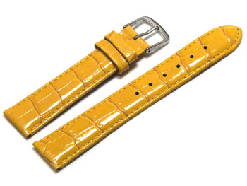 Bracelet de montre - cuir de veau, grain croco - jaune 20mm Acier