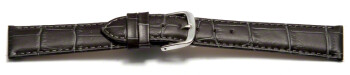 Bracelet de montre - cuir de veau, grain croco - gris foncé 16mm Dorée