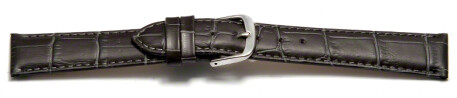 Bracelet de montre - cuir de veau, grain croco - gris foncé 20mm Acier