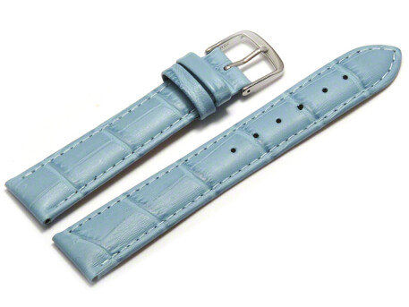 Bracelet de montre - cuir de veau, grain croco - bleu clair