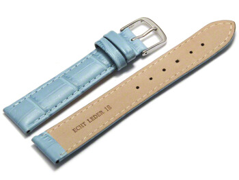 Bracelet de montre - cuir de veau, grain croco - bleu clair