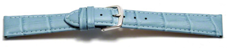 Bracelet de montre - cuir de veau, grain croco - bleu clair 20mm Acier