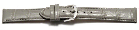 Bracelet de montre - cuir de veau, grain croco - gris clair 12mm Acier