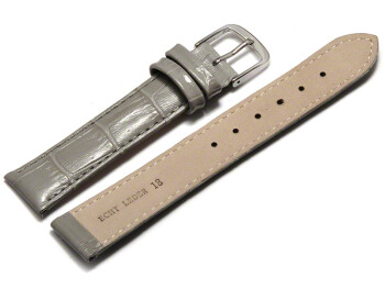 Bracelet de montre - cuir de veau, grain croco - gris clair 14mm Dorée