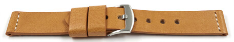 Bracelet de montre haut de gamme - cuir de veau - marron clair - naturel XL