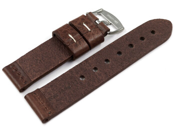Bracelet de montre haut de gamme - cuir de veau - marron foncé XL 22mm