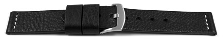 Bracelet de montre haut de gamme - cuir de veau - noir XL 22mm