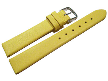 Bracelet montre cuir jaune, 18mm Dorée