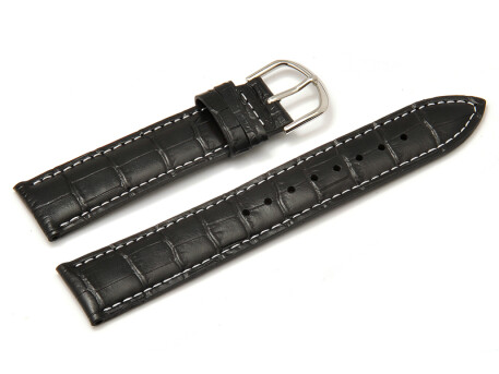 Bracelet de montre Casio p. MTP-1302L-1AV, MTP-1302L-7BV, MTP-1302L, cuir, noir