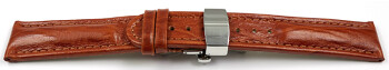 Boucle dployante papillon - cuir de veau - Bark - marron