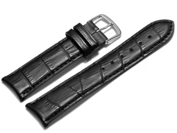 Bracelet de montre cuir de veau - bouts arrondis - noir 20mm Acier