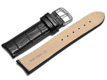 Bracelet de montre cuir de veau - bouts arrondis - noir 20mm Acier