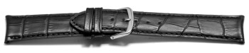 Bracelet de montre cuir de veau - bouts arrondis - noir 22mm Acier