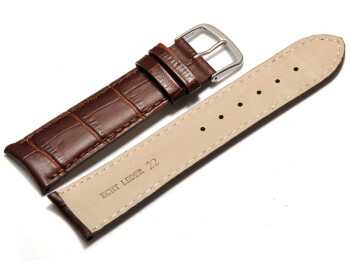 Bracelet de montre cuir de veau - bouts arrondis  - marron foncé - marron foncé - 18mm - boucle acier