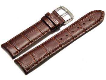 Bracelet de montre cuir de veau -bouts arrondis - marron foncé - marron foncé - 19mm - boucle acier