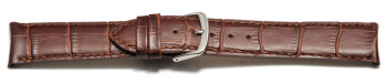 Bracelet de montre cuir de veau - bouts arrondis  - marron foncé - 22mm - boucle dorée