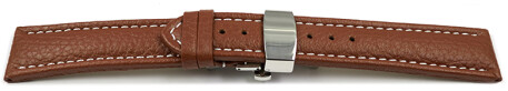 Boucle dployante papillon - cuir de veau grain - marron clair