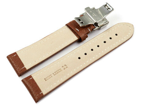 Boucle dployante papillon - cuir de veau grain - marron clair