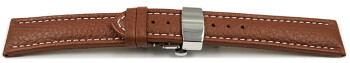 Boucle dployante papillon - cuir de veau grain - marron...