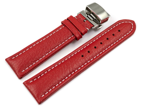 Boucle dployante papillon - cuir de veau grain - rouge