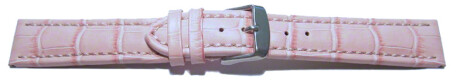 Bracelet de montre -cuir de veau-grain croco-rose - couture rose