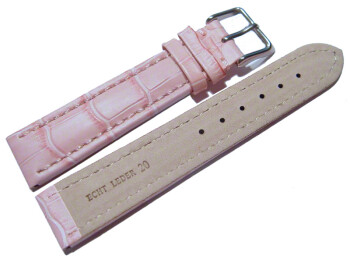 Bracelet de montre -cuir de veau-grain croco-rose -...