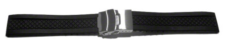 Bracelet sport à boucle déployante - noir - Modèle Carreaux noir