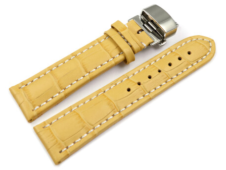 Boucle dployante papillon - cuir de veau - grain croco - jaune