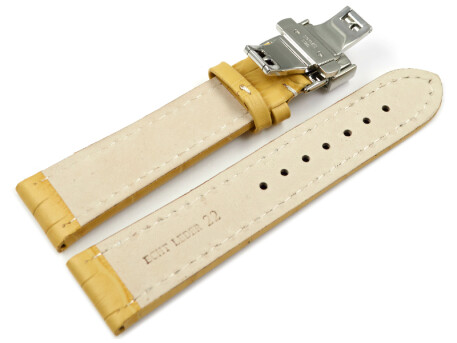 Boucle dployante papillon - cuir de veau - grain croco - jaune