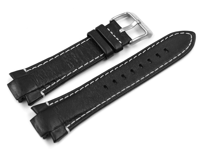 Bracelet De Montre En Cuir Rembourré Style "écorce" - Bleu Avec Couture Blanche - Tailles 18,20,22,24 Mm - Neuf