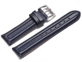 Bracelet montre cuir lisse - rembourrage double - bleu foncé