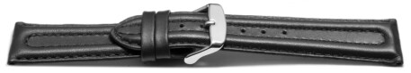 Bracelet montre cuir lisse - rembourrage double - noir 22mm Acier