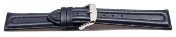 Bracelet montre cuir lisse - rembourrage double - bleu foncé 20mm Dorée