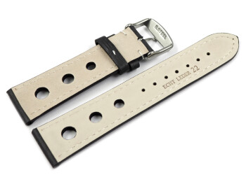 Bracelet montre - cuir de veau perforé - noir -...
