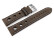 Bracelet montre - cuir de veau perforé - marron foncé - couture blanche 20mm Acier