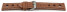 Bracelet montre - cuir de veau perforé - marron clair - couture blanche 18mm Acier