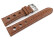 Bracelet montre - cuir de veau perforé - marron clair - couture blanche 18mm Dorée