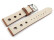 Bracelet montre - cuir de veau perforé - marron clair - couture blanche 22mm Acier