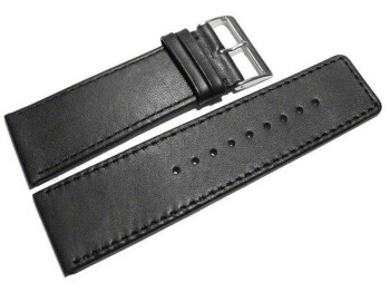 Bracelet de montre - cuir - lisse - noir - 30mm