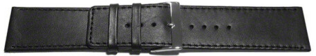 Bracelet de montre - cuir - lisse - noir - 38mm