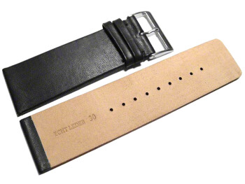 Bracelet de montre - cuir - lisse - noir - sans couture- 30mm