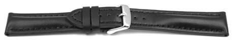 Bracelet montre - rembourrage épais - noir - coutures noires 18mm Acier