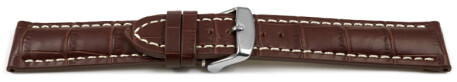 Bracelet de montre - rembourrage épais - grain croco - marron foncé 22mm Acier
